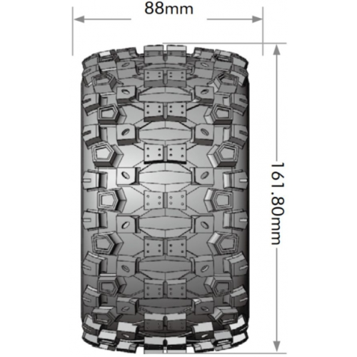 Колеса в сборе (2шт) Louise RC MFT ST-UPHILL SPORT для автомоделей монстр трак, трагги 1/8 масштаба, черные диски, HEX: 17мм фото 2